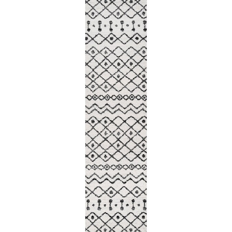 JONATHAN Y Aksil Beni Souk Runner Rug – 2x8 Ft Bohemian Trellis Design (Cream/Black)