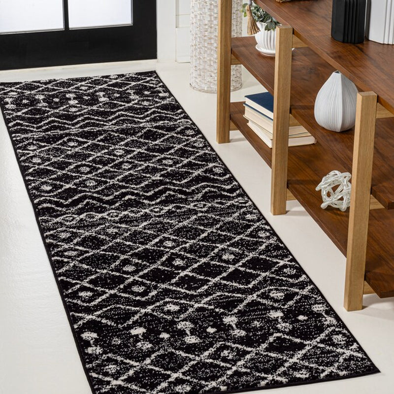 JONATHAN Y Aksil Beni Souk Runner Rug – 2x8 Ft Bohemian Trellis Design (Cream/Black)