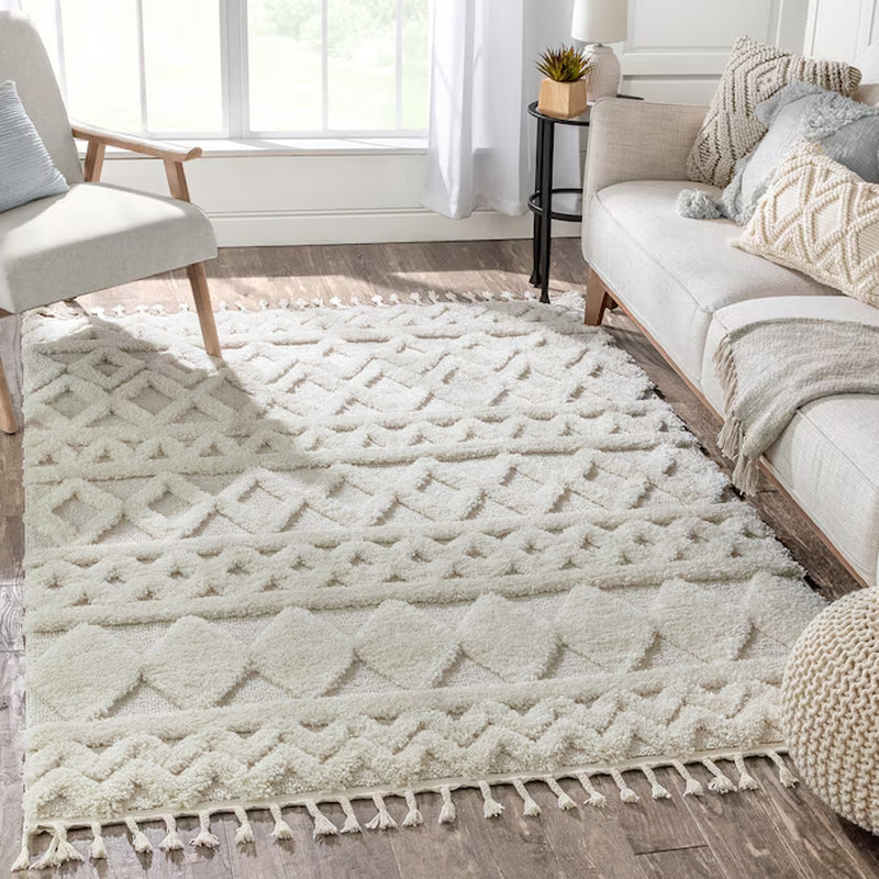 8 X 10 Frieze Ivory Indoor Geometric Moroccan Area Rug