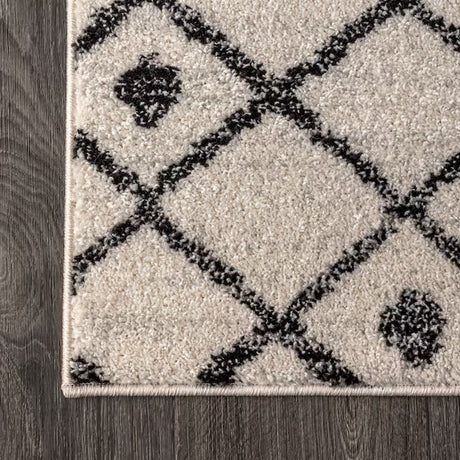 JONATHAN Y Aksil Beni Souk Runner Rug – 2x8 Ft Bohemian Trellis Design (Cream/Black)