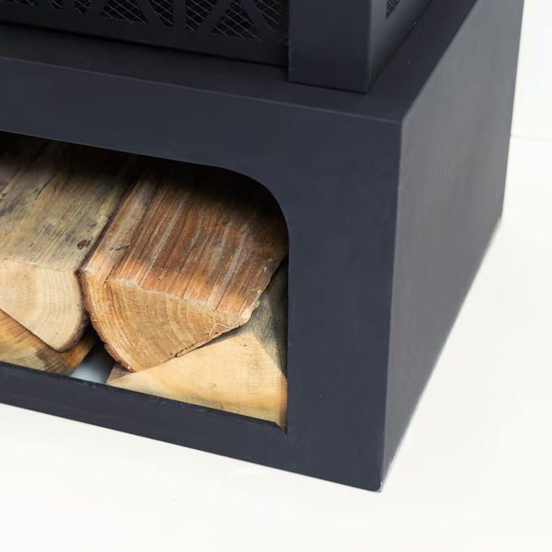 32.3-In W Black Steel Wood-Burning Fire Pit