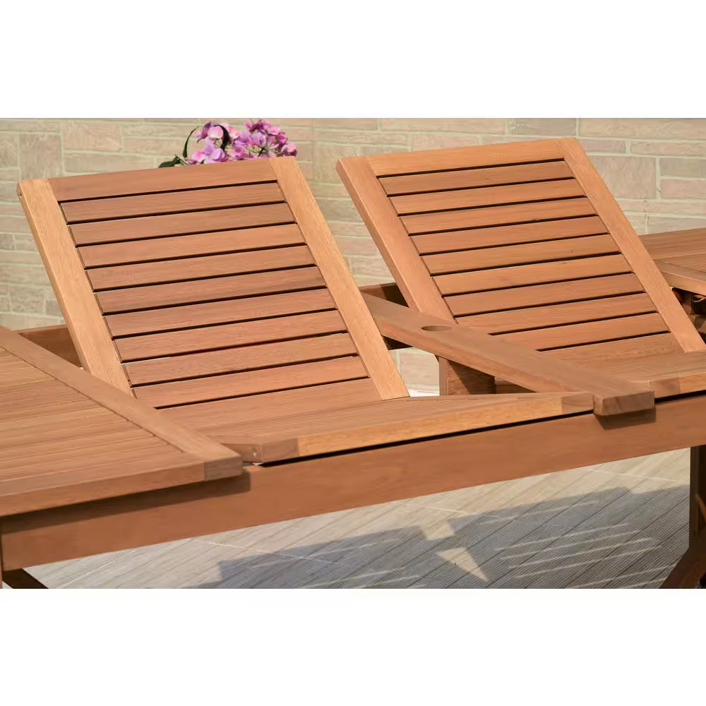 Lulu 11-Piece Teak Finish Patio Rectangular Dining Table Set Ideal for Outdoors and Indoors