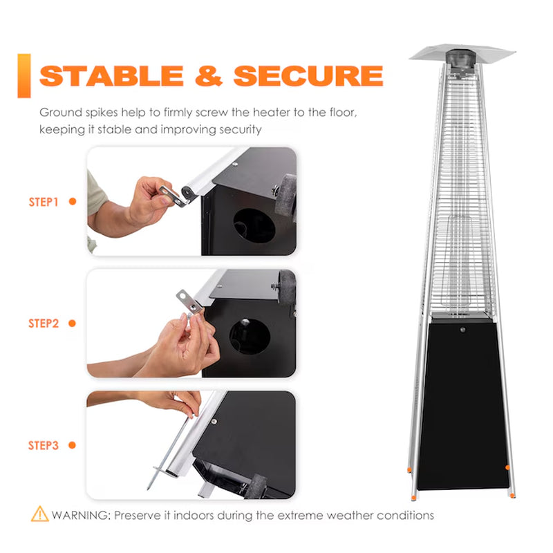 48000 -BTU Black Steel Floorstanding Liquid Propane Patio Heater