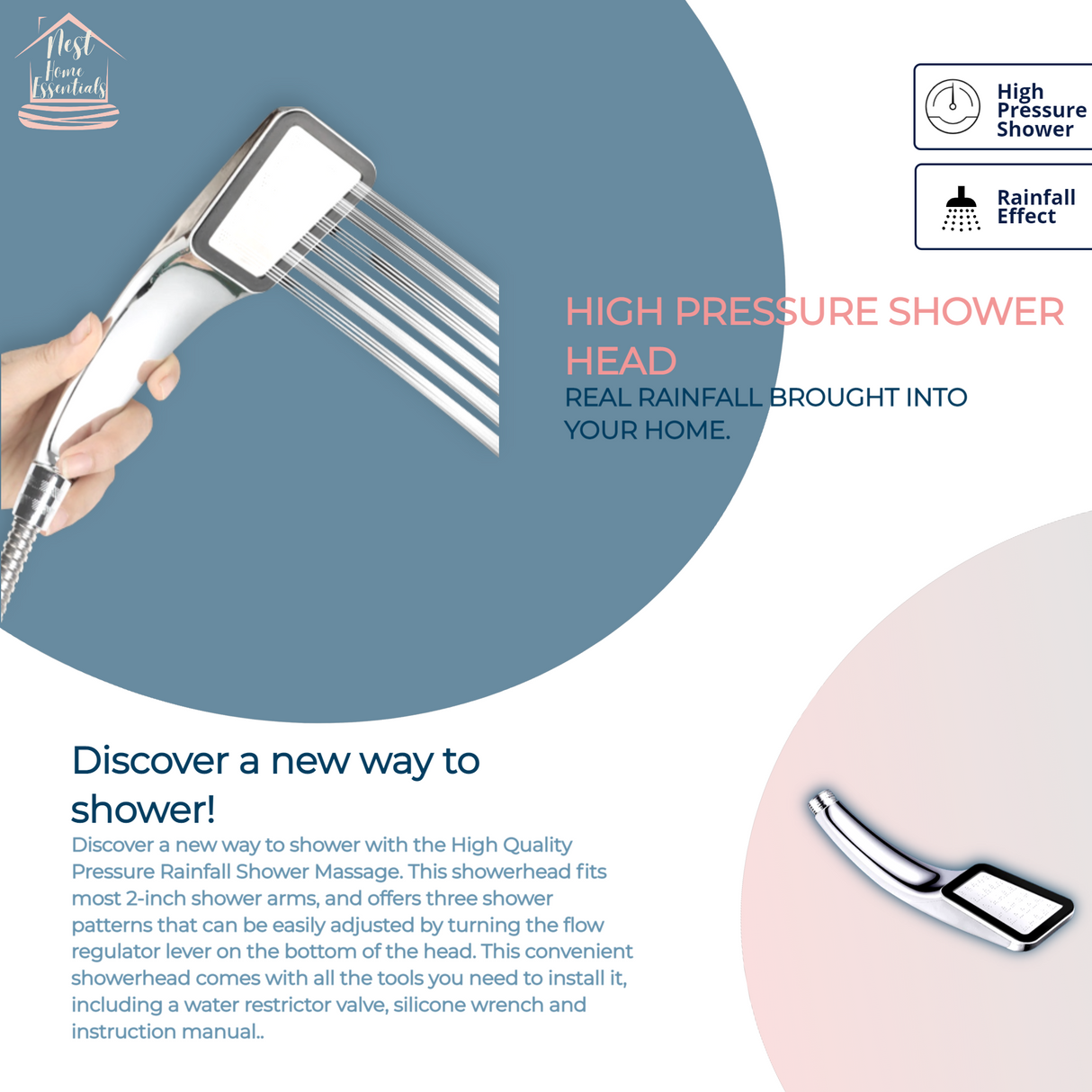 High Quality Pressure Rainfall Shower - Nest Home Essentials