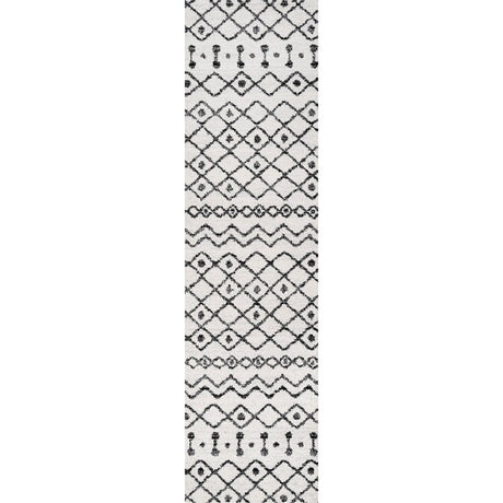 JONATHAN Y Aksil Beni Souk Runner Rug – 2x8 Ft Bohemian Trellis Design (Cream/Black)