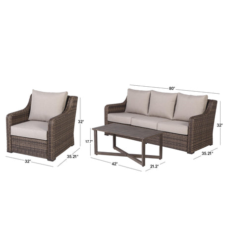 Better Homes and Gardens Hawthorne Park 4-Piece Outdoor Conversation Set, Brown