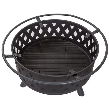 32-In W Black Steel Wood-Burning Fire Pit