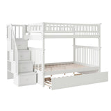 Columbia unk Bed with Twin Trundle Staircase Full-Over-Full B – Space-Saving & Functional Design (White)