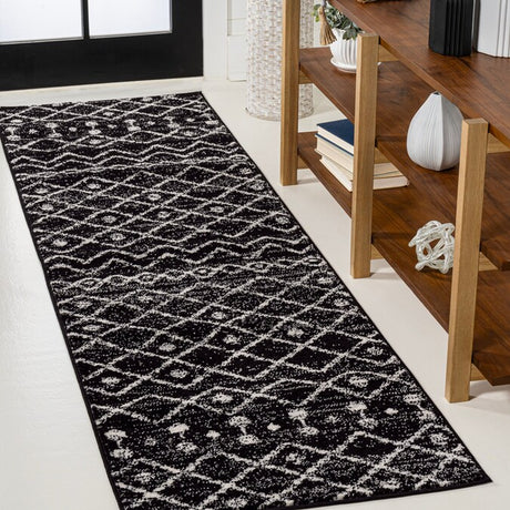 JONATHAN Y Aksil Beni Souk Runner Rug – 2x8 Ft Bohemian Trellis Design (Cream/Black)