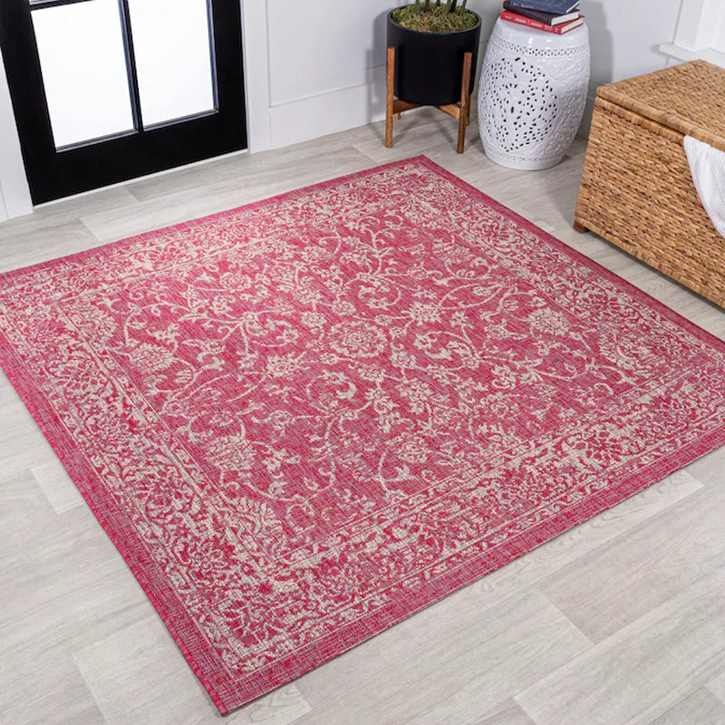 JONATHAN Y Santa Monica Floral Runner Rug – 2x8 Ft Indoor/Outdoor Coastal Design (Red/Taupe)