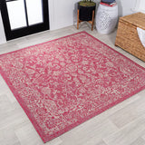 JONATHAN Y Santa Monica Floral Runner Rug – 2x8 Ft Indoor/Outdoor Coastal Design (Red/Taupe)