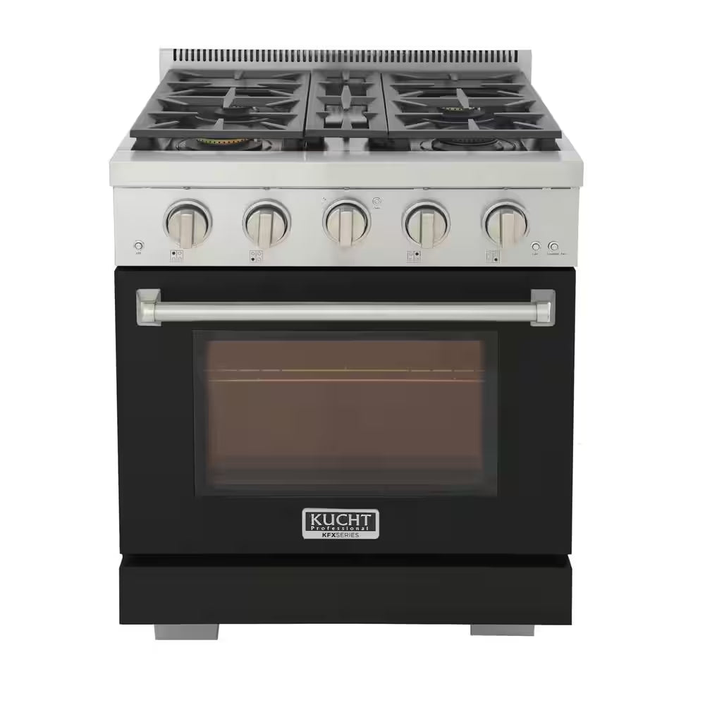 Professional 30 In. 4.2 Cu. Ft. 4 Burners Freestanding Natural Gas Range in Black with Convection Oven