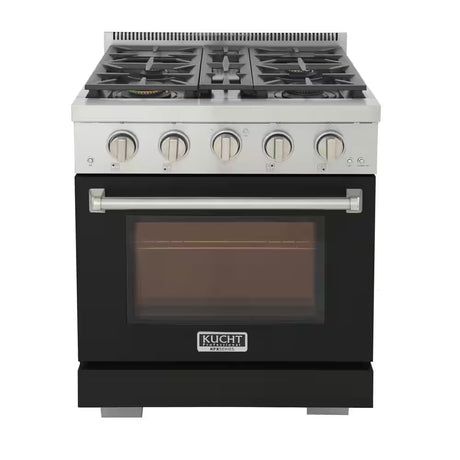Professional 30 In. 4.2 Cu. Ft. 4 Burners Freestanding Natural Gas Range in Black with Convection Oven
