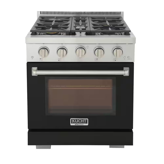 Professional 30 In. 4.2 Cu. Ft. 4 Burners Freestanding Natural Gas Range in Black with Convection Oven