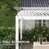 Outdoor Pergola, Patio Shelter W/ Double Aluminum Louvers, White ---111DA 10X20Ft 