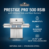 PRO500RSIBNSS-3 Prestige PRO 500 RSIB Natural Gas Grill, Sq.In, Stainless Steel