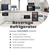 24-Inches W 108 -Can Capacity Stainless Steel Built-In/Freestanding Indoor Beverage Refrigerator with Glass Door