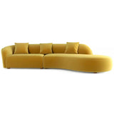 Dallas 126 In. round Arm 2-Piece Velvet Curved Sectional Sofa in Gold with Chaise