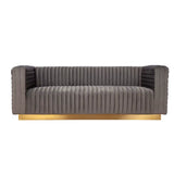 Vintage Flannel Futon Sofa – Convertible Sleeper with Golden Steel Frame