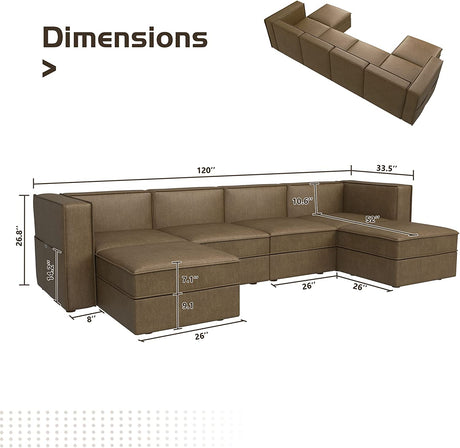 Convertible U-Shaped Sectional Sofa – Modular Couch with Storage & Chaise
