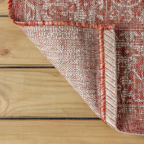 JONATHAN Y Santa Monica Floral Runner Rug – 2x8 Ft Indoor/Outdoor Coastal Design (Red/Taupe)