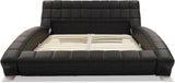 Modern Adonis Black Tufted Genuine Leather Platform Bed - King