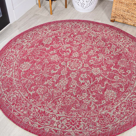JONATHAN Y Santa Monica Floral Runner Rug – 2x8 Ft Indoor/Outdoor Coastal Design (Red/Taupe)