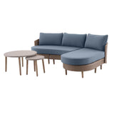 Dunes 3-Piece Wicker Patio Sofa Conversation Set with Blue Cushions
