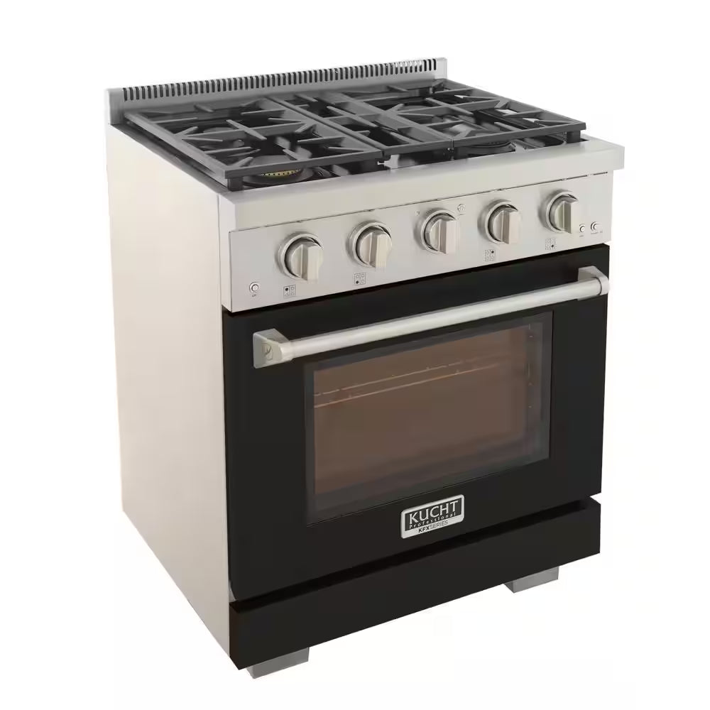 Professional 30 In. 4.2 Cu. Ft. 4 Burners Freestanding Natural Gas Range in Black with Convection Oven