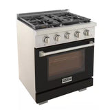 Professional 30 In. 4.2 Cu. Ft. 4 Burners Freestanding Natural Gas Range in Black with Convection Oven