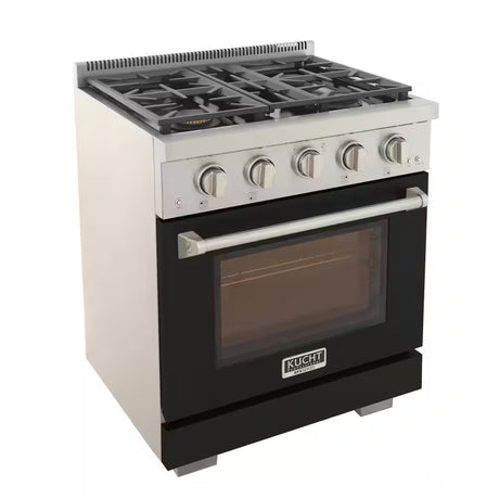 Professional 30 In. 4.2 Cu. Ft. 4 Burners Freestanding Natural Gas Range in Black with Convection Oven