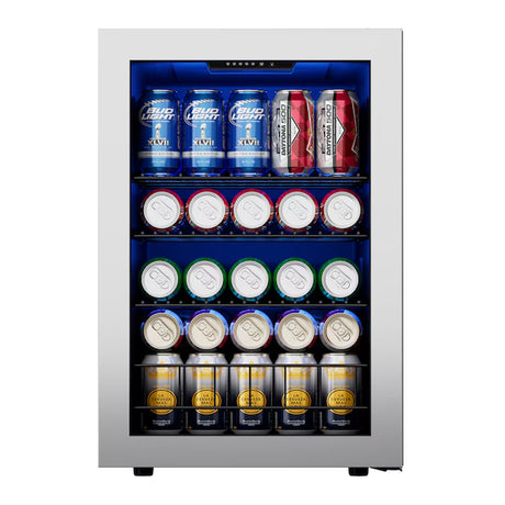 16.9-Inches W 82 -Can Capacity Stainless Steel Freestanding Indoor Beverage Refrigerator with Glass Door