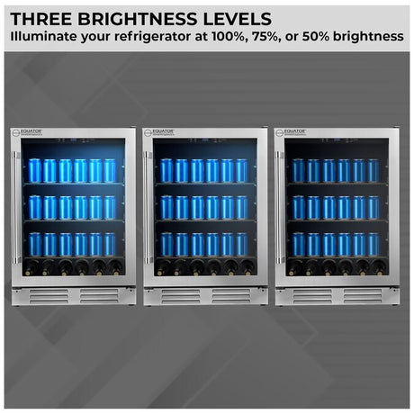 24-Inches W 108 -Can Capacity Stainless Steel Built-In/Freestanding Indoor Beverage Refrigerator with Glass Door