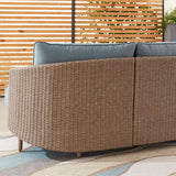 Dunes 3-Piece Wicker Patio Sofa Conversation Set with Blue Cushions