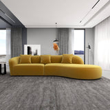 Dallas 126 In. round Arm 2-Piece Velvet Curved Sectional Sofa in Gold with Chaise