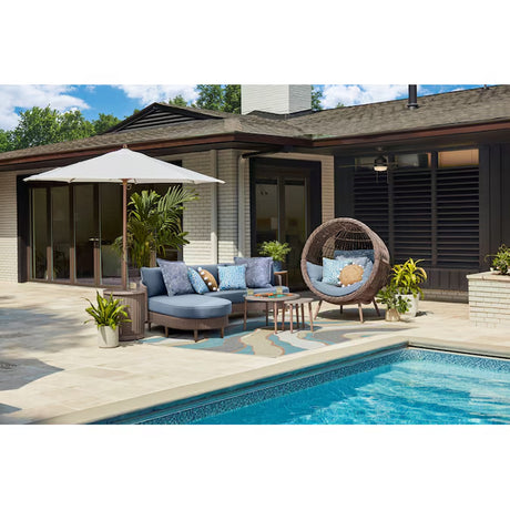 Dunes 3-Piece Wicker Patio Sofa Conversation Set with Blue Cushions