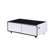 Coffee Table Fridge 27 In. 25 Cu. Ft. Retro Mini Refrigerator in White+Black, Bluetooth Speaker, Wireless Charging