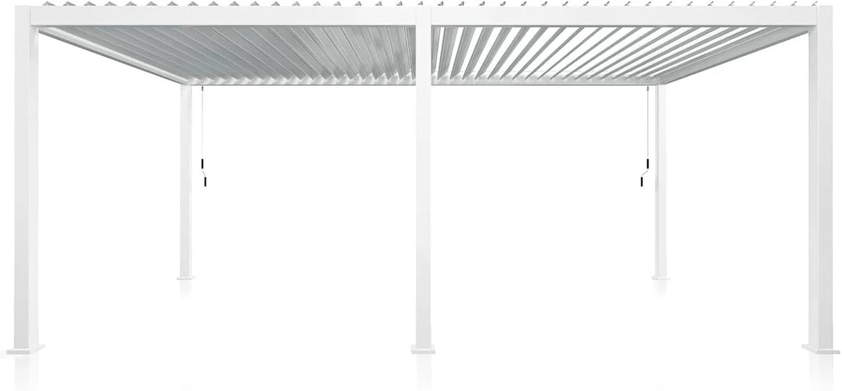 Outdoor Pergola, Patio Shelter W/ Double Aluminum Louvers, White ---111DA 10X20Ft 