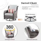 Kuuga Rattan Outdoor Sectional with Light Gray Cushions and Steel Frame