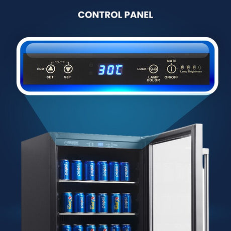 24-Inches W 108 -Can Capacity Stainless Steel Built-In/Freestanding Indoor Beverage Refrigerator with Glass Door
