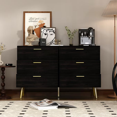 Brown 6 -Drawer Standard Dresser