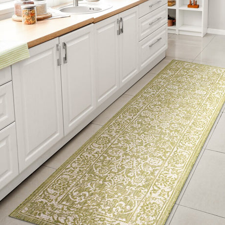 JONATHAN Y Santa Monica Floral Runner Rug – 2x8 Ft Indoor/Outdoor Coastal Design (Red/Taupe)