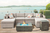 8-Piece Outdoor Patio Sectional Sofa Set – PE Rattan Wicker with Fire Pit Table & Ottomans