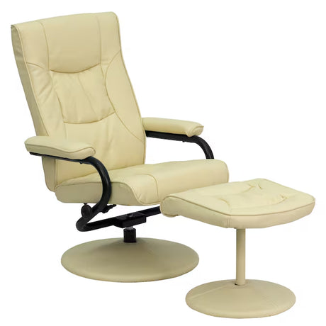 Black Faux Leather Upholstered Swivel Recliner with Ottoman Set