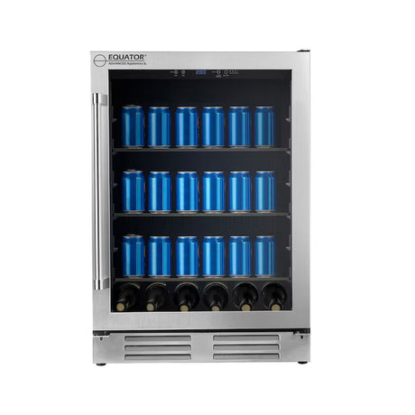 24-Inches W 108 -Can Capacity Stainless Steel Built-In/Freestanding Indoor Beverage Refrigerator with Glass Door