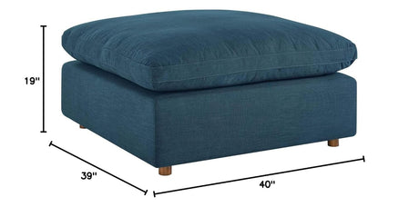 Commix Down-Filled Overstuffed Upholstered Sectional Sofa Ottoman in Azure
