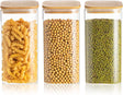 50 Oz Glass Canisters with Airtight Bamboo Lids (Set of 3) - Versatile Food Storage Jars for Kitchen, Ideal for Tea, Coffee, and Dry Goods
