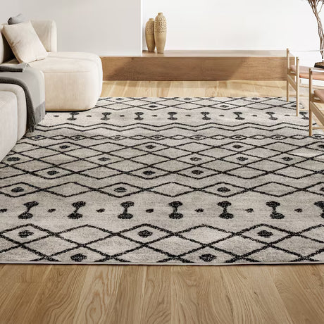 JONATHAN Y Aksil Beni Souk Runner Rug – 2x8 Ft Bohemian Trellis Design (Cream/Black)