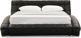 Modern Adonis Black Tufted Genuine Leather Platform Bed - King