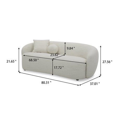Juliet Curved 80.31" Sofa, Ivory